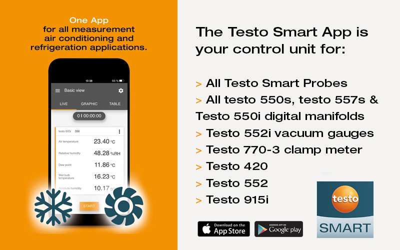 Bluetooth Testo Smart HVAC Probes - Eurotec